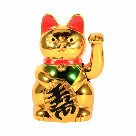 Chinese Lucky Wealth Waving Cat Gold  statue