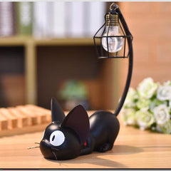 Mini Home Decor Resin Black Cat Night Light Desk Figurines for Kids